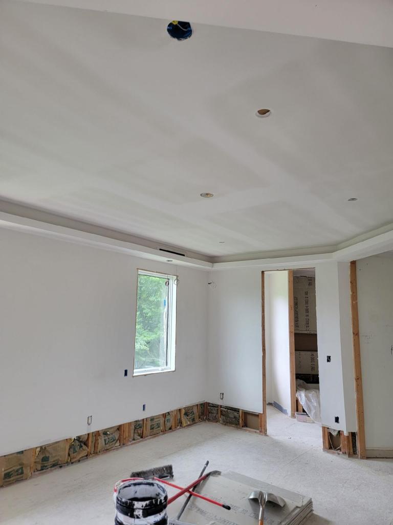 spackled ceiling, ready for paint